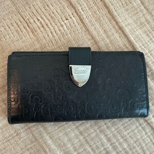 Gucci Horsebit Embossed Leather Bifold Long Clutch Wallet